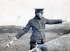 Soldier Appearing to Ready to Throw Something in Hand