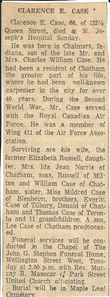 Clarence Case Obituary