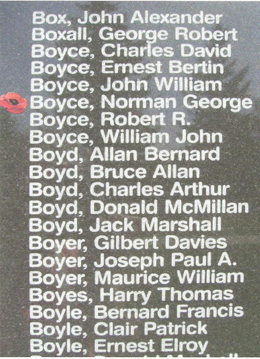 Boyce, Norman George Wood